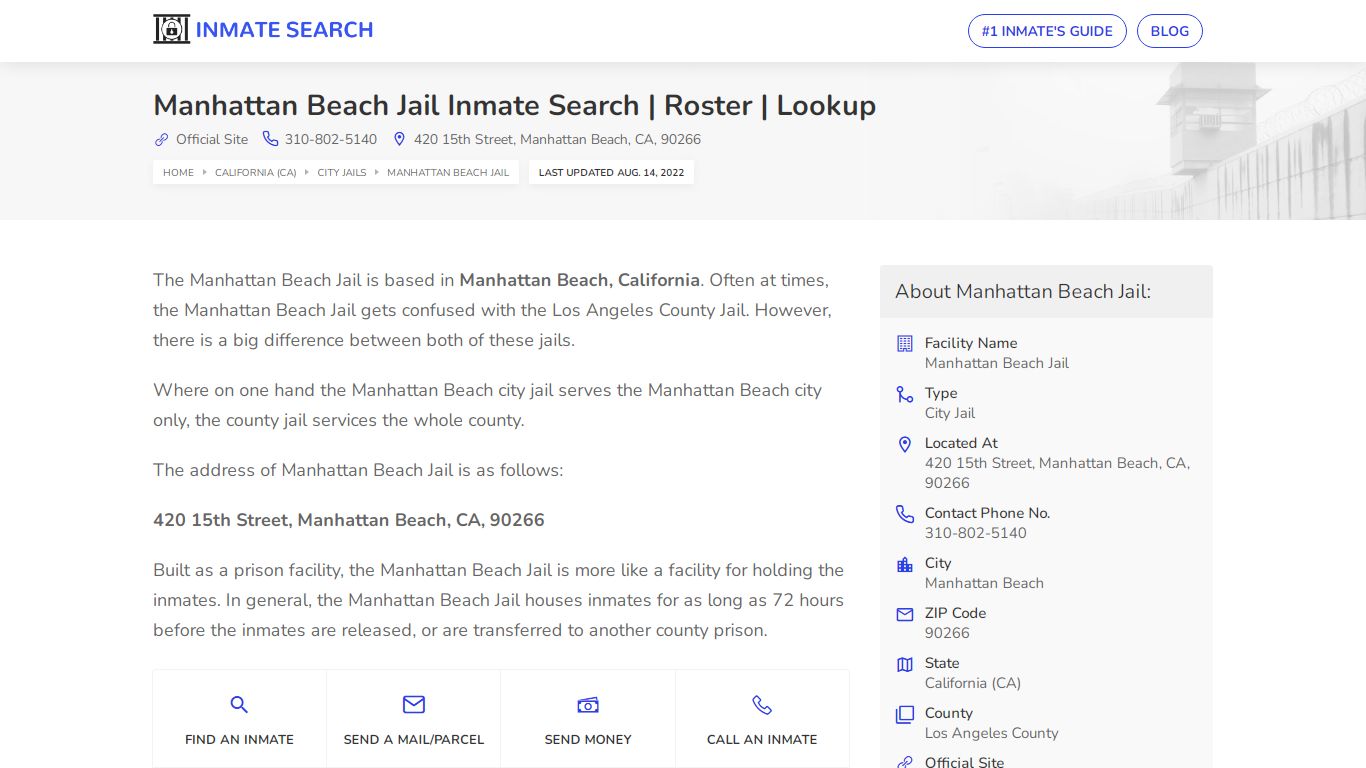 Manhattan Beach Jail Inmate Search | Roster | Lookup